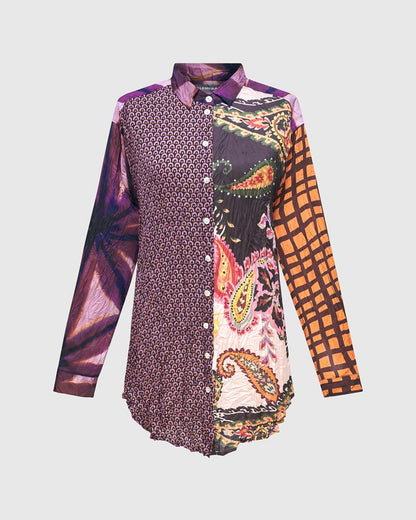 blouse met patchwork print at606 - Alembika