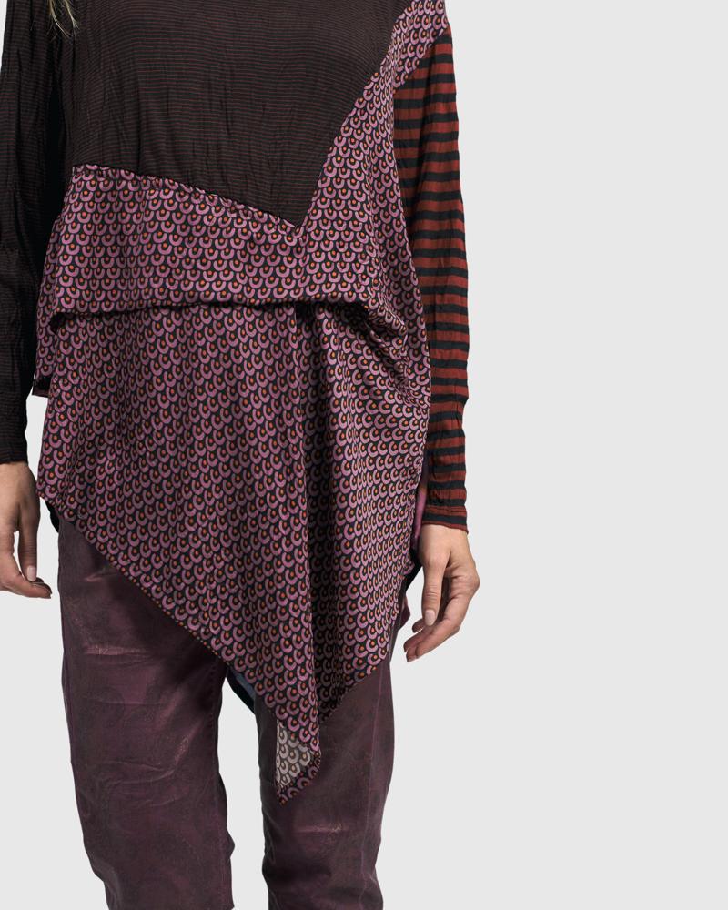 asymmetrische shirt met grafische print  at607 - Alembika