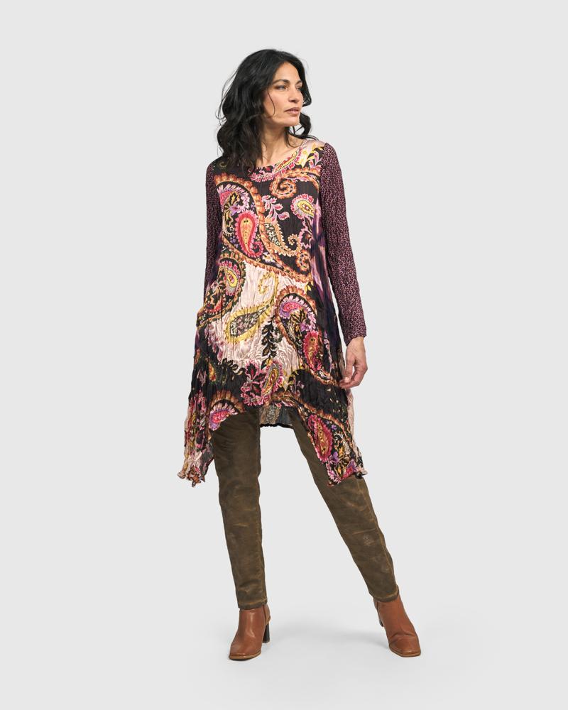 bohemien paisley print asymmetrische tuniek at601 - Alembika