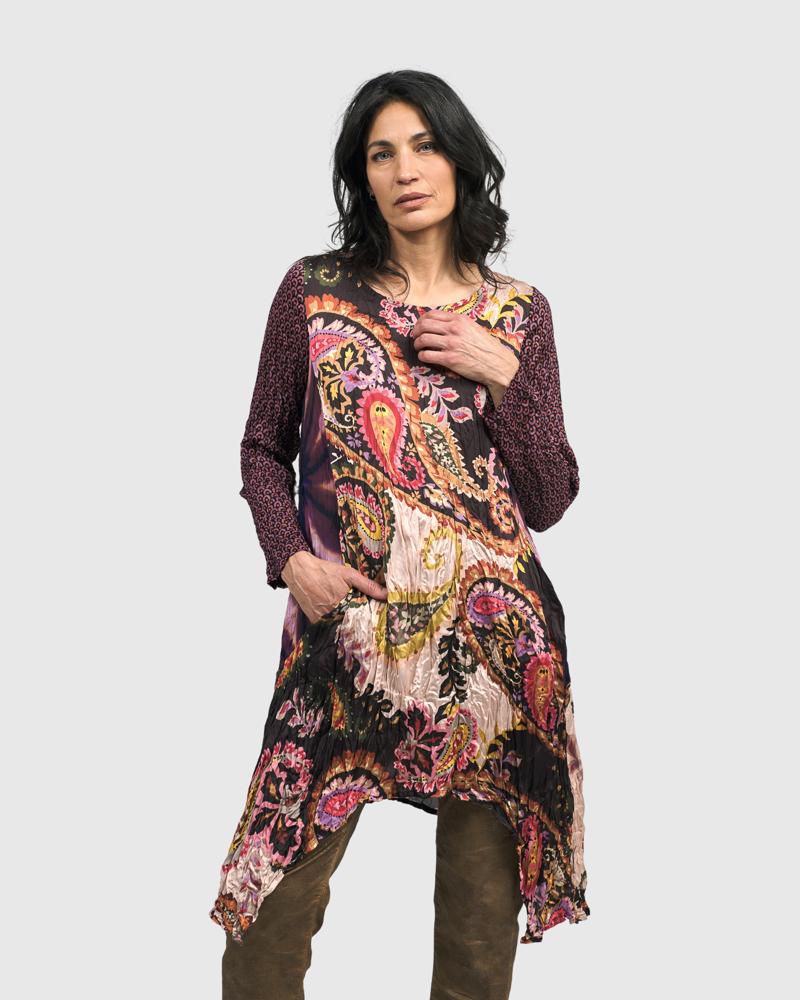 bohemien paisley print asymmetrische tuniek at601 - Alembika