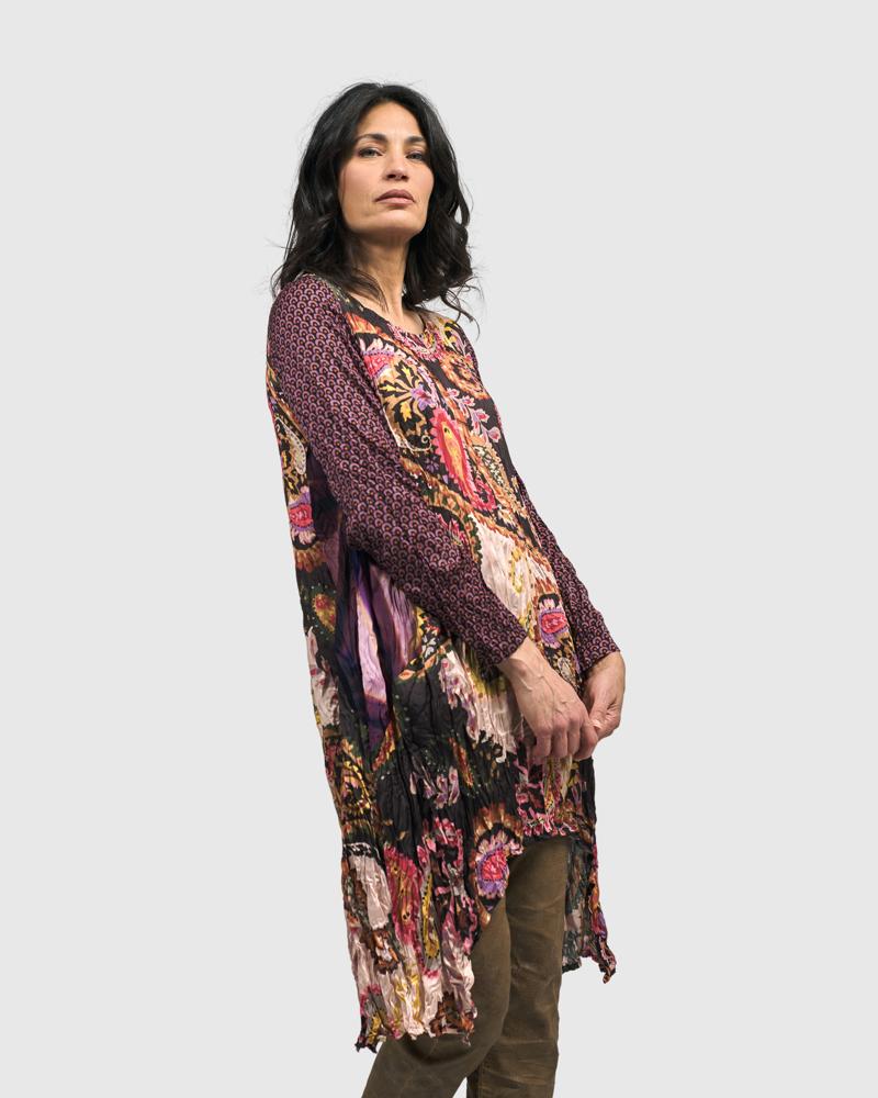 bohemien paisley print asymmetrische tuniek at601 - Alembika